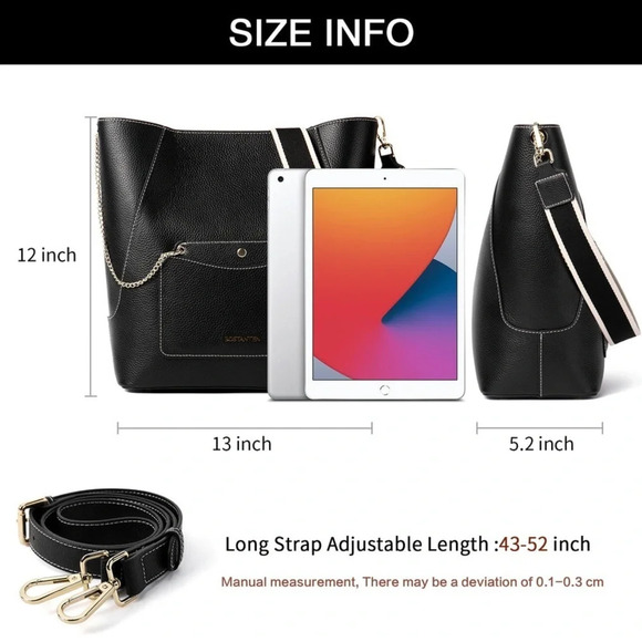 Bostanten Lotty Classic Designer Leather Hobo Bag for Travel or Daily Commute - Picture 15 of 16